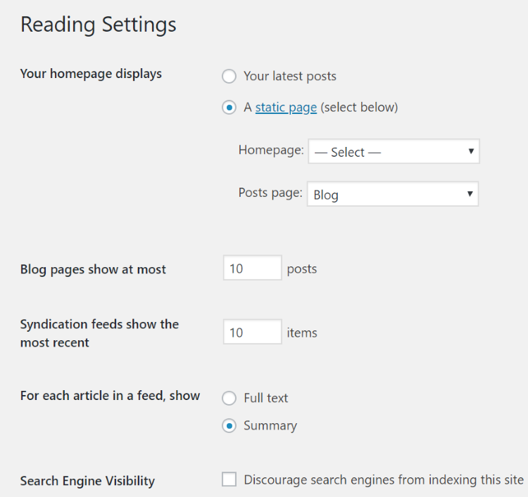 how to design your blog homepage settings